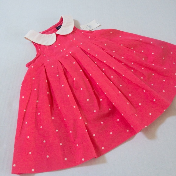 Baby Gap NWT sleeveless coral polkadot dress - Picture 2 of 7